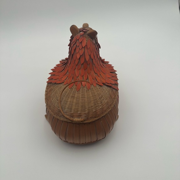 Vintage Shanghai Handicrafts Woven Wicker Wooden Foo Dog Red Lion Basket - Picture 14 of 16